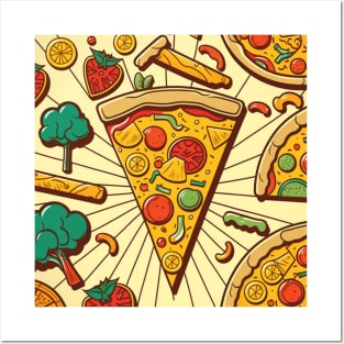 Pizza Pattern Line Drawing Colorful, Awesome Birthday Gift ideas for Pizza Lovers Posters and Art